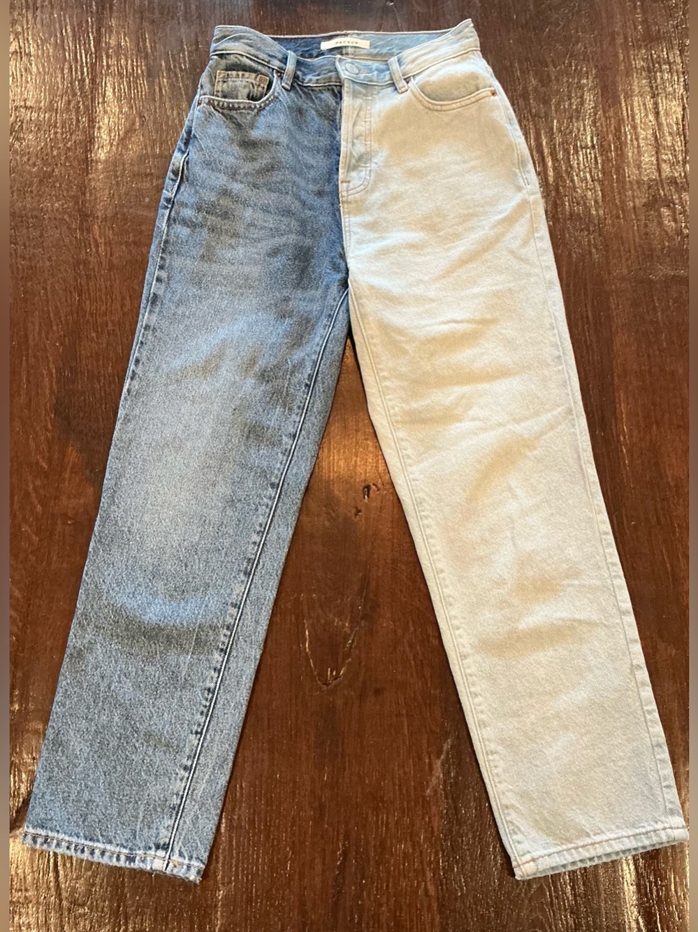 PacSun Two-Tone Split-Wash Mid-Rise Straight Jeans Size 25